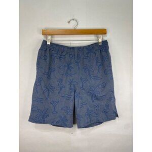 Chubbies 7" Blue Palm Flamingo Shorts Unlined Elastic Waist Medium GUC
